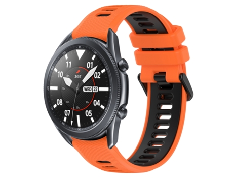 Correa de reloj inteligente para Samsung Galaxy Watch3 45 mm 22 mm Correa deportiva de silicona bicolor (naranja + negro)