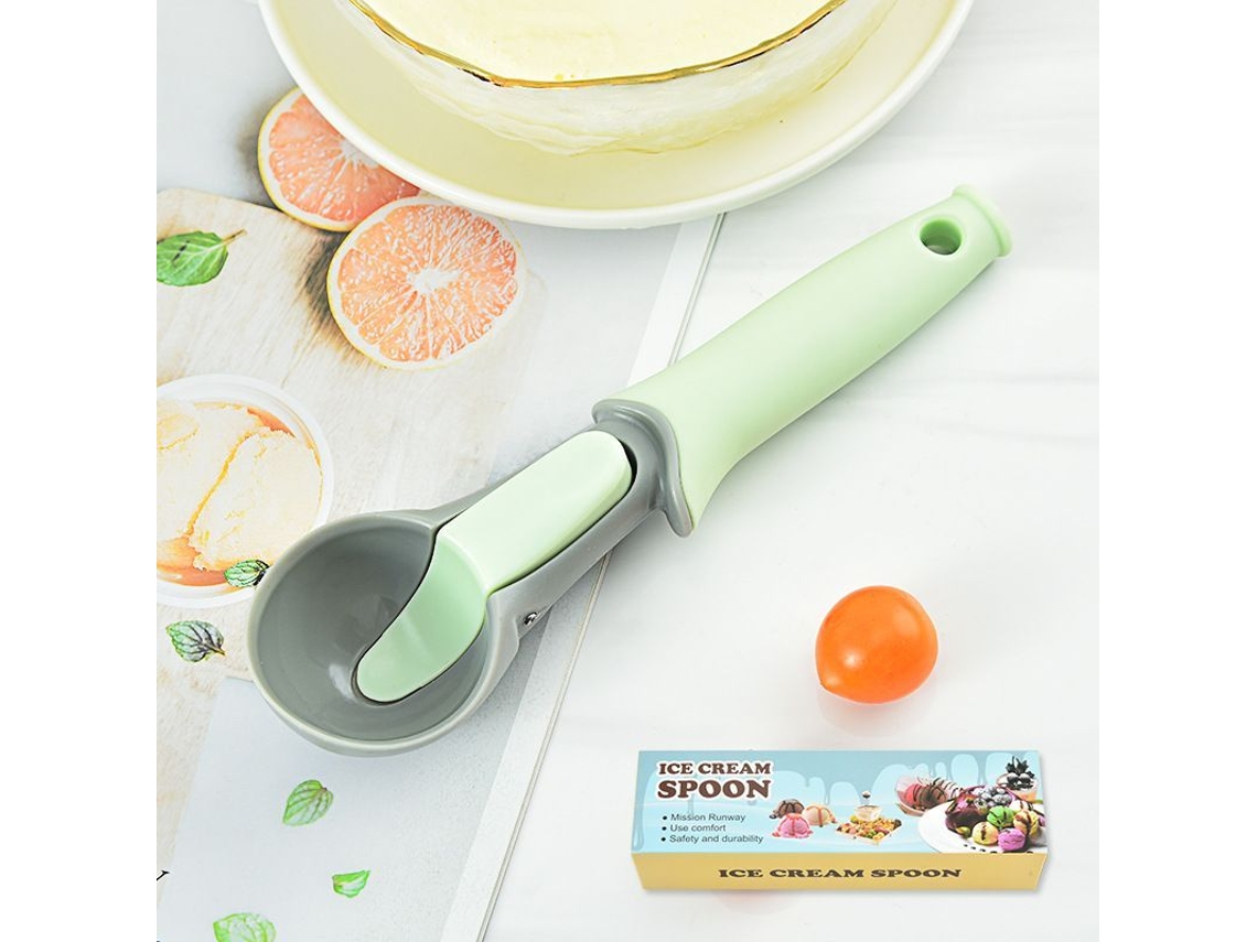 Cuchara Para Helado Con Gatillo Mango De Goma Anti-deslizante No Pegante Para Jelly Fruta Yogur