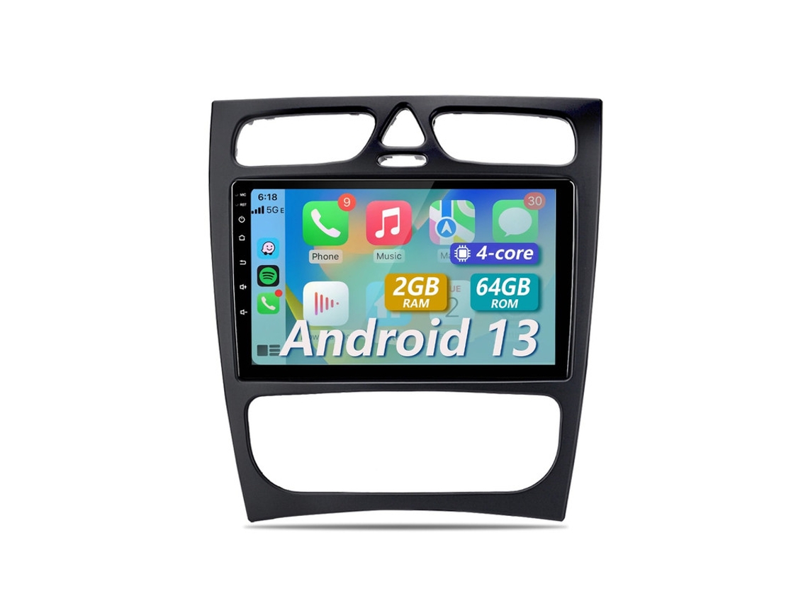 Gps Para Mercedes Benz W203 S203 W209 C209 Android 13 Rádio | 9 Hd Ips | Carplay/android Auto Sem Fio | 2gb 64gb | Dsp Ãudio