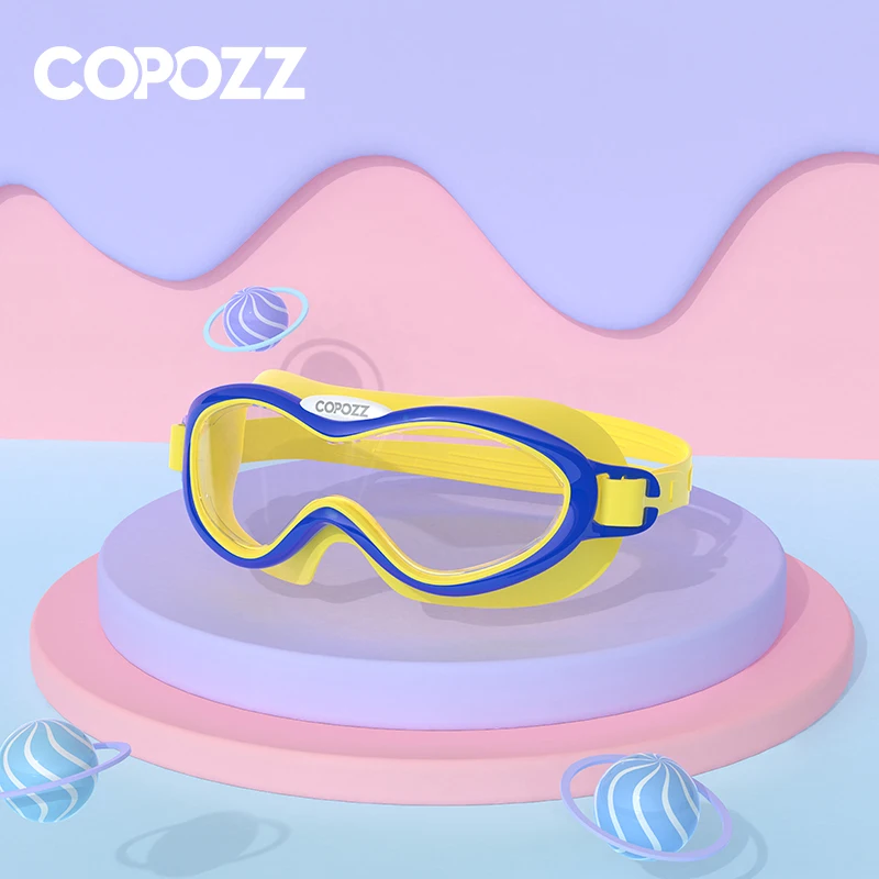 (amarillo) Gafas De Natación Profesionales Para Niños Con Montura Grande, De Alta Definición, Antivaho E Impermeables.