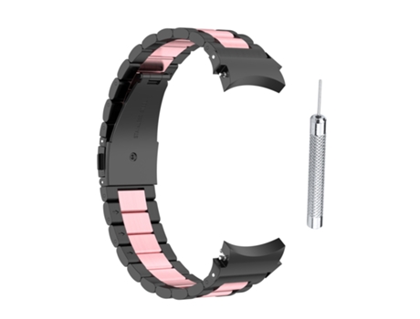 Correa de reloj inteligente para Samsung Galaxy Watch4 / Watch4 Classic Three Strains Steel Watch Band (negro rosa)