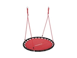 Baloiço Relaxdays, Suspenso Redondo, Para Crianças E Adultos, Ajustável, Exterior, Ø: 120 Cm, Até 100 Kg, Vermelho.