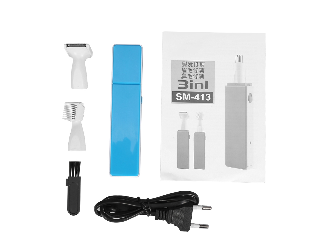 Depilador Eléctrico Portátil 3 En 1 Para Nariz Oídos Barba Cejas Cabello Set Familiar Azul