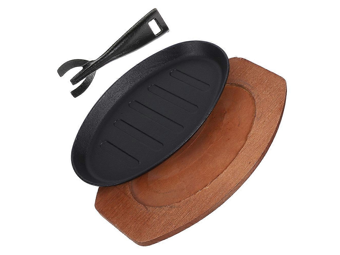 Juego de 1 plancha de hierro fundido para filetes, versátil y antiadherente, ideal para barbacoas caseras y comidas familiares.
