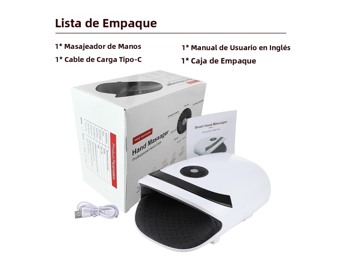 (blanco B) Masajeador De Mano Eléctrico, Tres Modos: Compresión De Airbag, Vibración Y Terapia De Calor.
