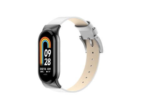 Correa Smartwatch para Xiaomi Mi Band 8 12mm Reemplazo de Cuero (Blanco)