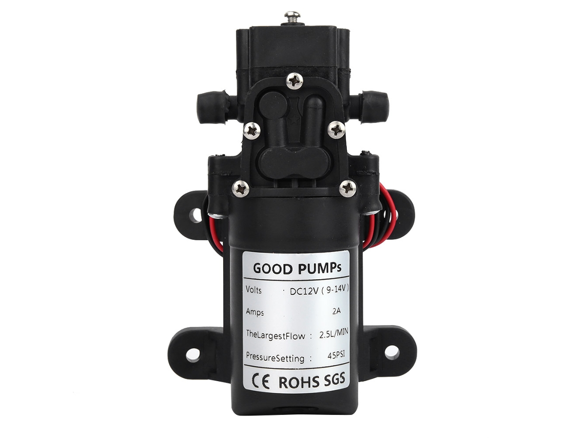 Bomba de agua eléctrica de diafragma autoadhesiva de 12 V y 25 W, 1,5-3 L/min, para lavadoras, jardín y suministro de agua.