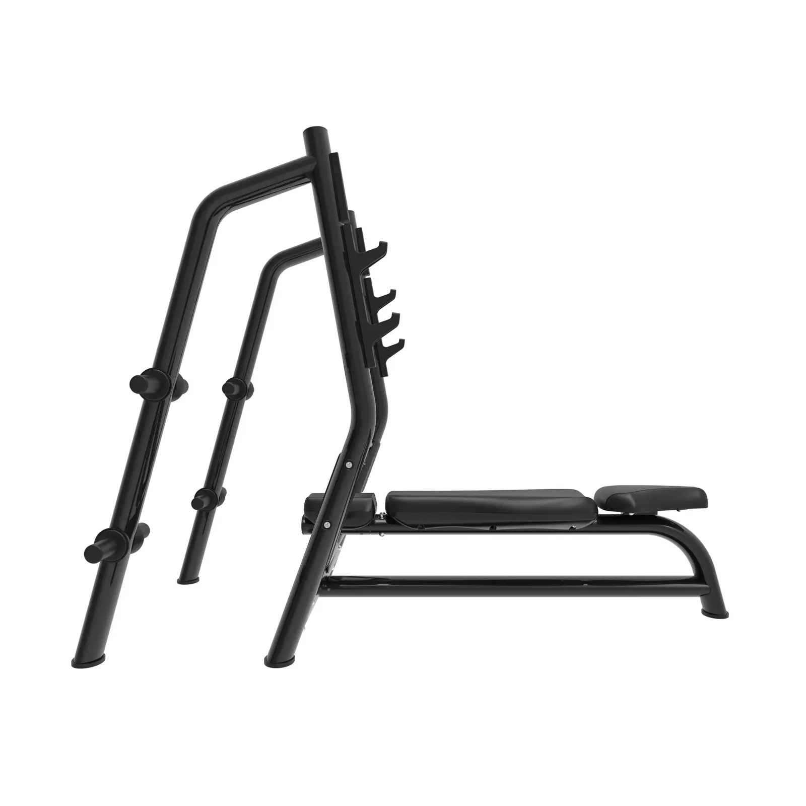 Press de banca plano con tecnología de fitness y soportes para discos