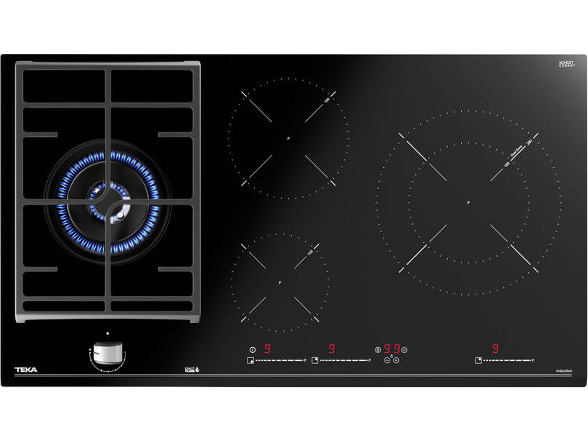 Placa Gas e Inducción TEKA JZC 94313 ABN BK Eléctrica y Gas natural - 90 cm - (Negro)