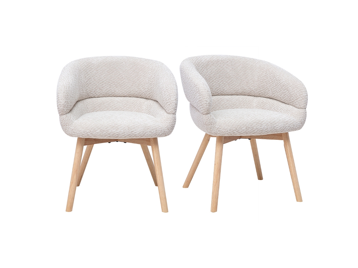 Sillas Tiggy en terciopelo chenilla beige y madera clara MILIBOO (juego de 2)