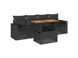 Maison Exclusive - Set De Muebles De Jardín 5 Pzas Y Cojines Ratán Sintético Negro