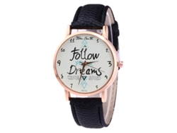 Reloj De Cuarzo Analógico De Moda Hombre Mujer Cuero Pu Reloj De Pulsera Para Ocio (negro)