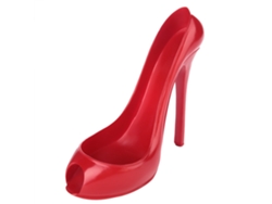 Soporte Decorativo Para Botellas De Vino De Resina Roja Con Forma De Zapato De Tacón Alto.