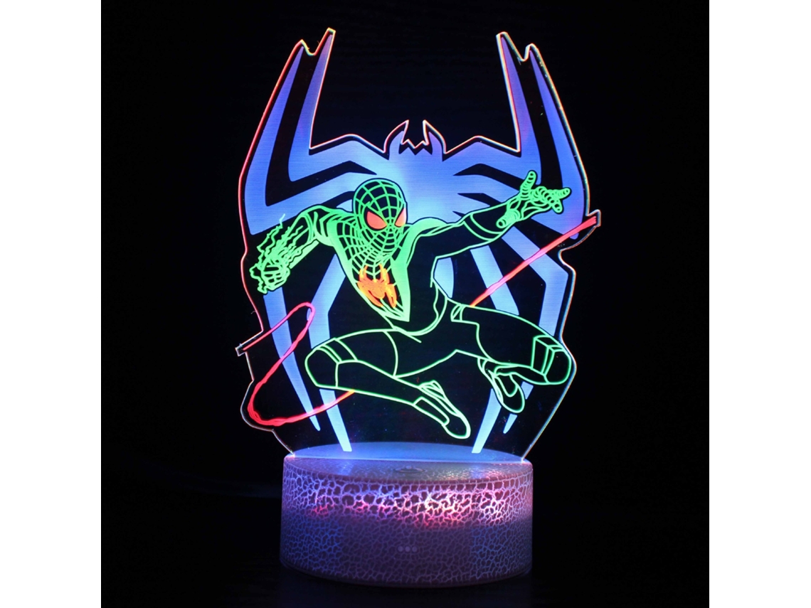 Lámpara De Noche 3d Multicolor – Lámpara De Escritorio Led Con Forma De Spider-man, 16 Colores, Con Control Remoto. Siurn