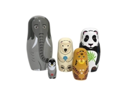 2026yncm-muñecas Rusas De Animales De Madera 5 Capas Regalo Para Niños Y Adultos