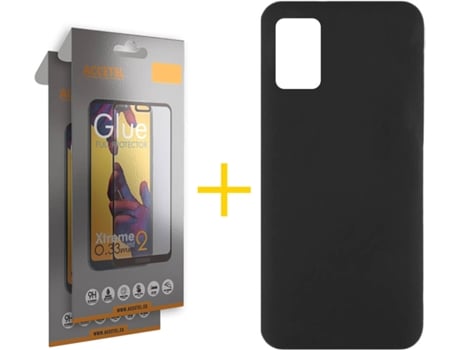 Funda y Protector de Vidrio Full 2 x Samsung Galaxy A31 ACCETEL Silicona Líquida Negro