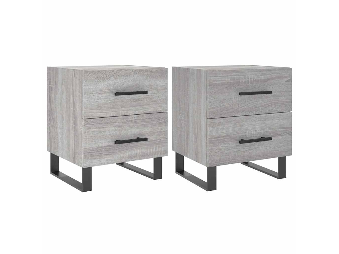 Juego de 2 mesitas de noche derivadas de madera gris Sonoma EXCLUSIVA DE LA CASA