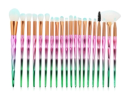 USHION - Juego de 20 brochas sintéticas profesionales para base de maquillaje, color rosa y verde