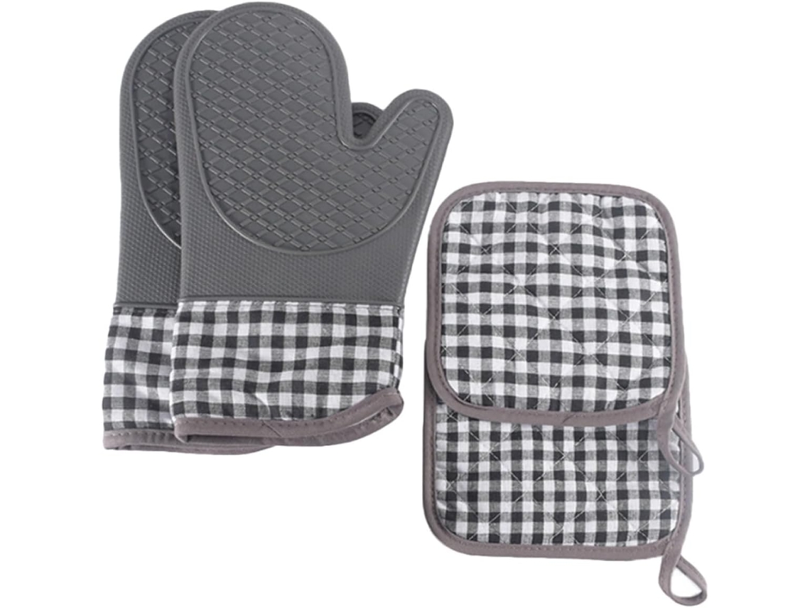 Juego De Manoplas De Horno Resistentes Al Calor, De Silicona Y Poliéster.