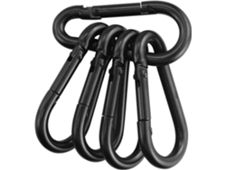 5 mosquetones para exteriores, camping y montañismo, llavero, duraderos, de acero laminado en frío, color negro, Tommy01