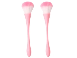 2 Brochas De Maquillaje Grandes Y Suaves, Brocha Kabuki Para Polvos Minerales, Color Rosa.