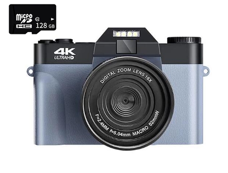 Cámara digital EZII DC08 4K F2.4 16X multiplicación Pantalla de 3 pulgadas Regalo de cumpleaños gris 128G