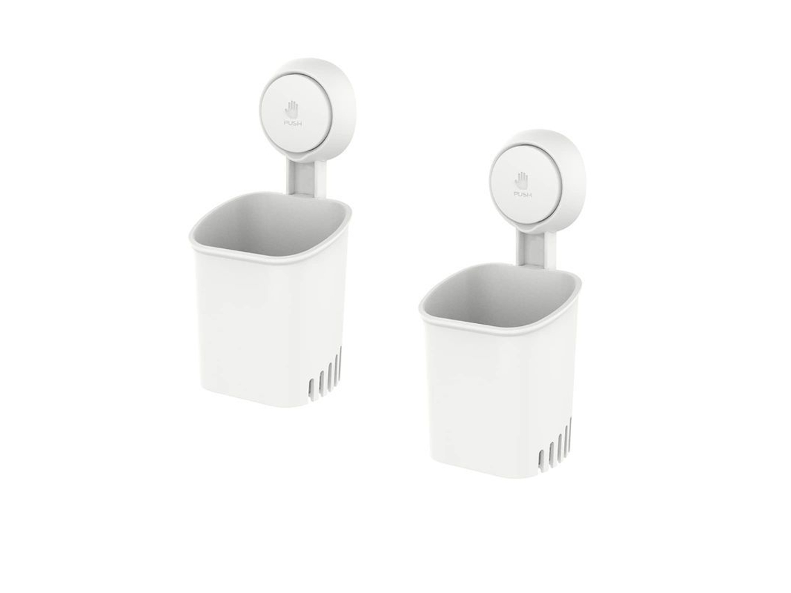 2026-portavasos De Cepillo De Dientes Con Ventosas Sin Taladrar, Montaje En Pared, 2 Piezas, Diseño Antideslizante Y Draínage