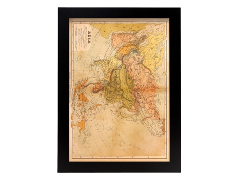 NACNIC Pósters Geográficos En Vintage Nueva Geografía Universal Ilustraciones De Antiguos Mapamundis En Tonos Sepia Tamaño A4 Con Marco Color Mader...