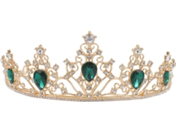 Corona Classique En Alliage Gros Strass Verde, Style Reine Rétro Pour Coiffure De Mariage,