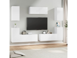 Pack Muebles de Armario Tv 7 Pzs Madera Procesada Blanco