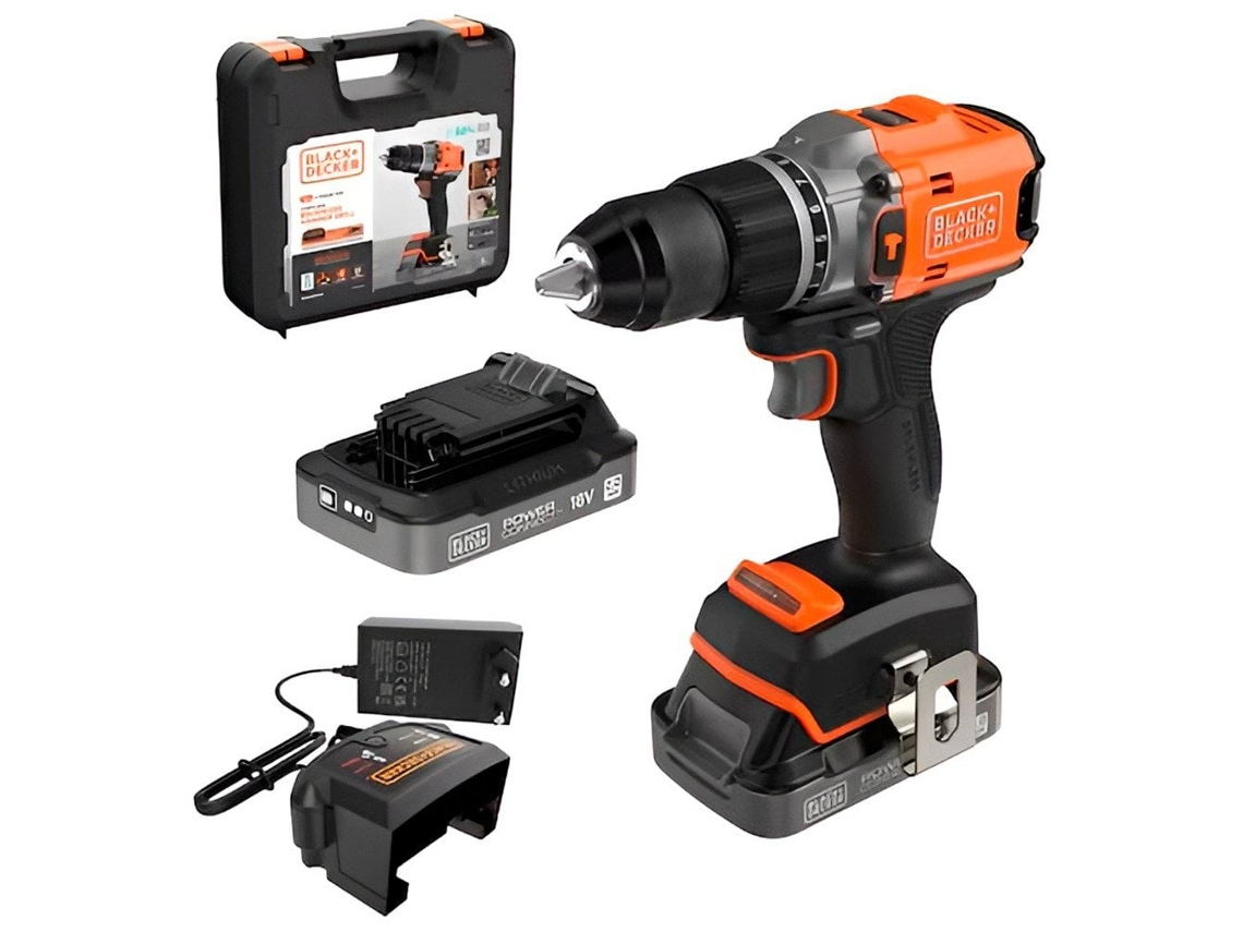 Taladro percutor sin escobillas BLACK+DECKER BLD683D2XK-QW de 18 V y 2 Ah