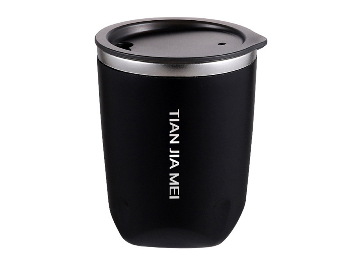 Taza térmica de acero inoxidable de 300 ml con tapa antigoteo MDUG (negra)