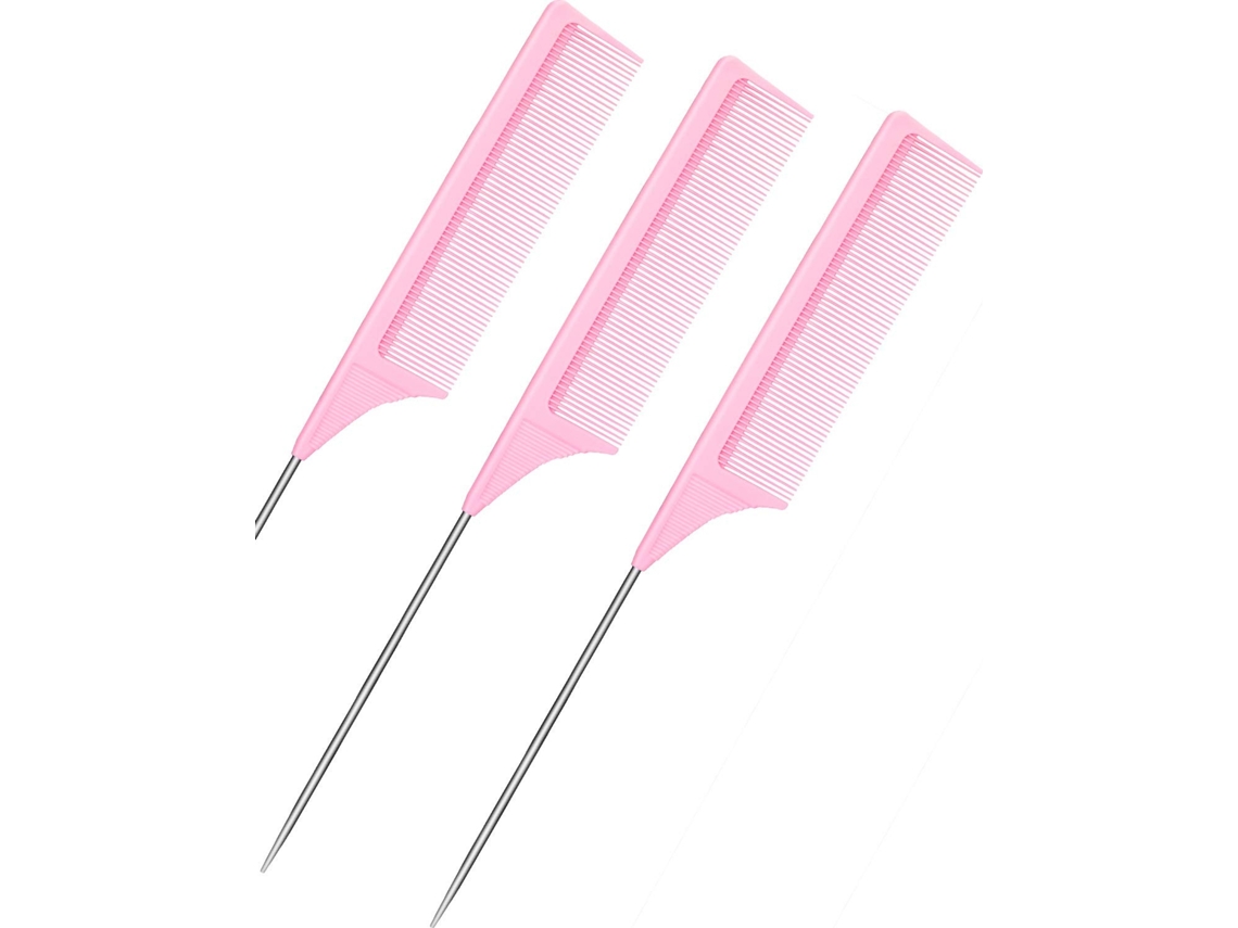 Peines para ratas resistentes al calor con punta de acero al carbono y punta de acero inoxidable (rosa)