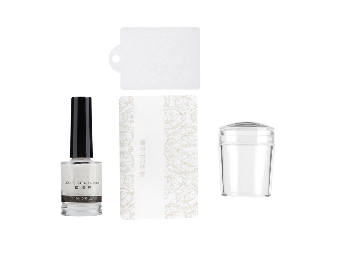 Kit De Estampa Para Unhas Com Prato De Raspar E Cola Anti-transbordamento (15ml) - Ferramenta De Manicure Artística