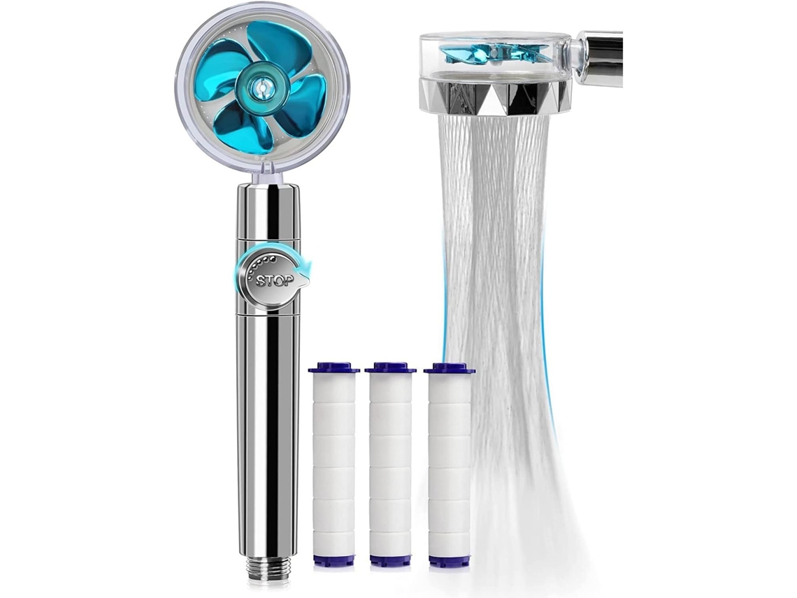 Ducha de mano ahorradora de agua y antical con filtración de alta presión, filtración de tres etapas y 3 cartuchos de filtro reemplazables.