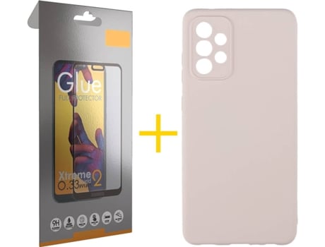 Carcasa y Protector de Pantalla de Vidrio Full Samsung A72 5G SKYHE Silicona Líquida Rosa