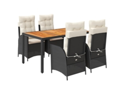 Maison Exclusive - Set De Muebles Jardín 5 Pzas Con Cojines Ratán Sintético Negro