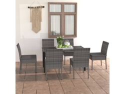 Juego de comedor de jardín de mimbre PE gris Dkd Home Decor