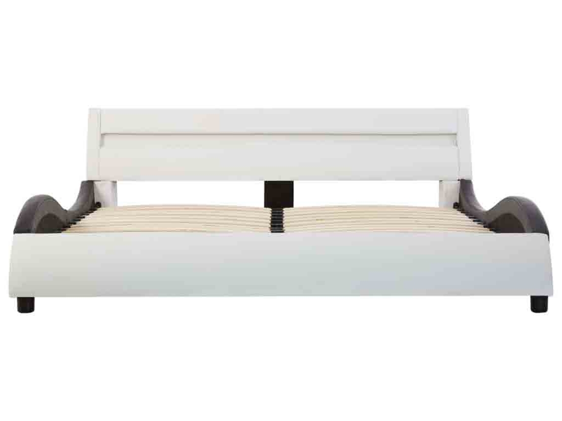 vidaXL Estructura cama con LED cuero sintético blanco negro 160x200 cm