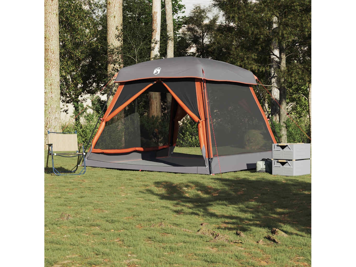 Tienda De Campaña Familiar 6 Personas Impermeable Gris Naranja