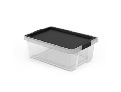 Caja de Ordenación TATAY 100% Reciclable con Tapa Abatible (7L - Negro - 25 x 36 x 13 cm - Plástico)
