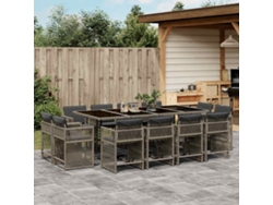 Juego de comedor de jardín de 13 piezas con cojines de mimbre gris de DKD Home Decor