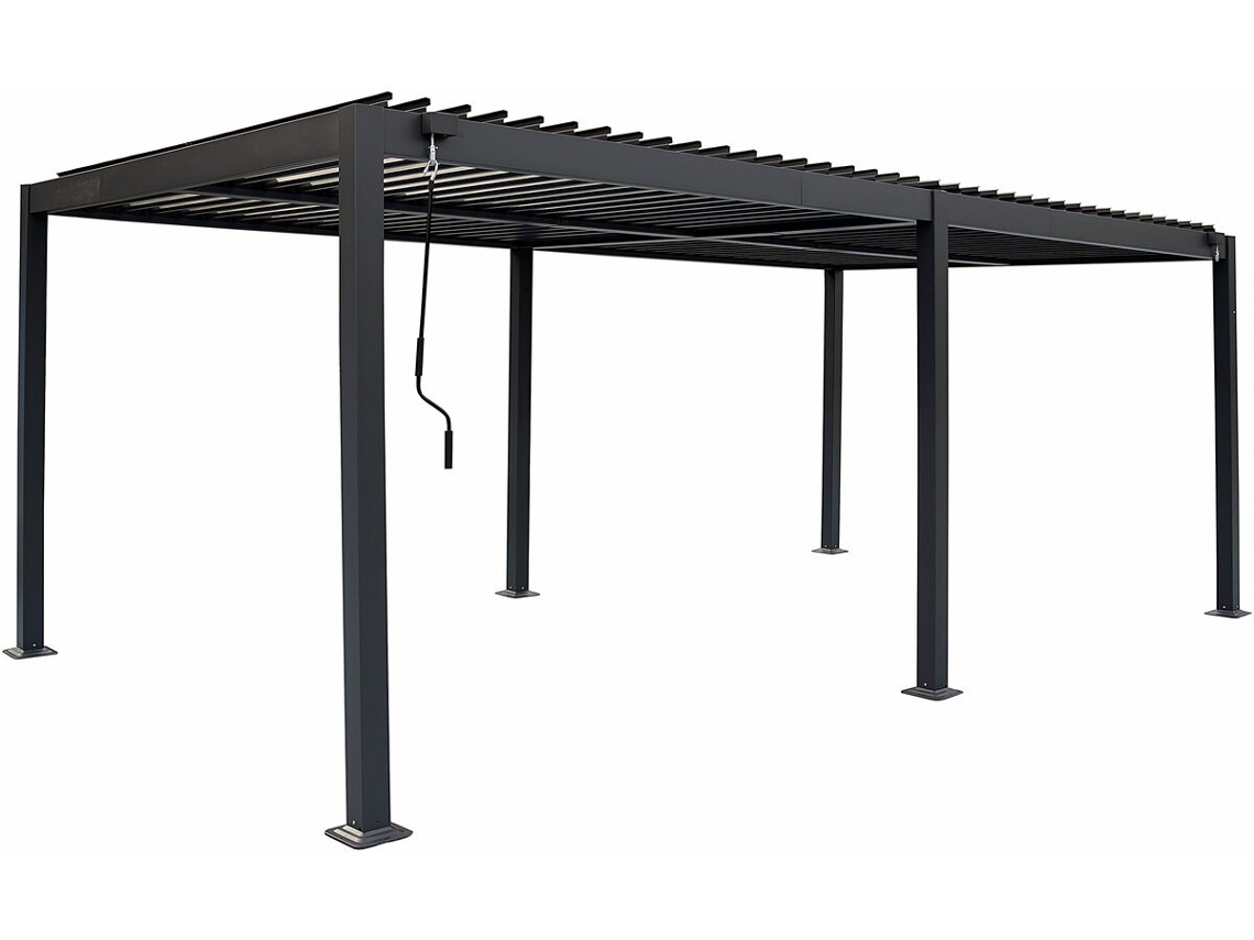 Pérgola Bioclimática De Aluminio Con Cortina Y Mosquitera "kensington" - 3 X 5 M - Gris