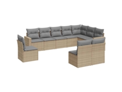 Maison Exclusive - Juego De Sofás Jardín Con Cojines Beige 10 Pzas Ratán Sintético