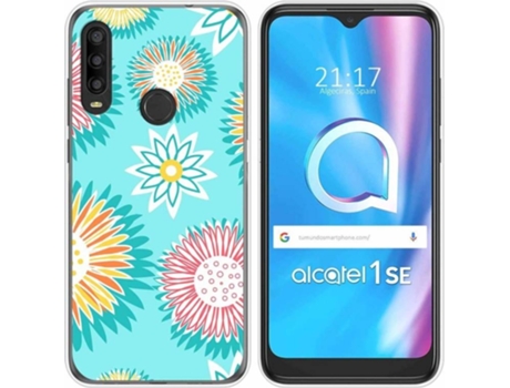 Carcasa Alcatel 1SE 2020 TUMUNDOSMARTPHONE Dibujos Transparente Flores 05 Multicolor