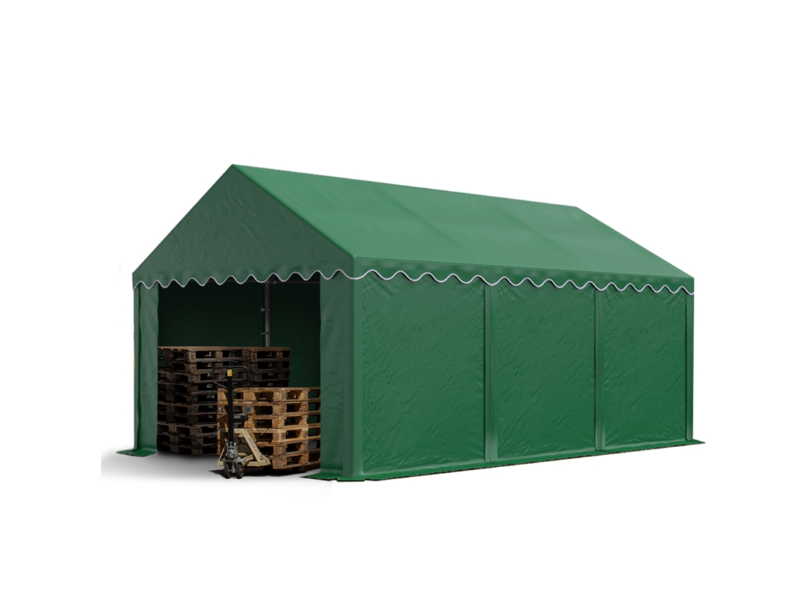 Cobertizo de almacenamiento de 3x6 m de PVC 700 N, impermeable, color verde oscuro, para herramientas