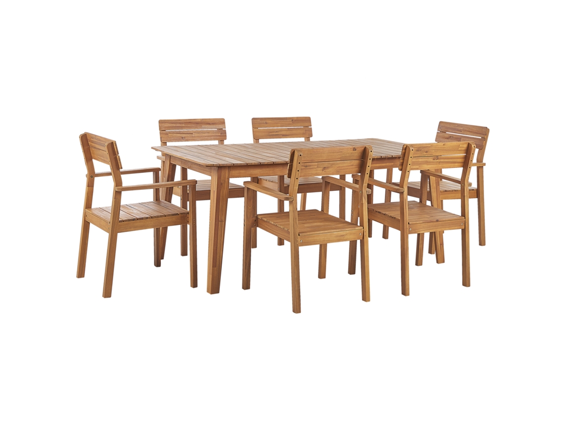 Conjunto de comedor 6 plazas de madera de acacia clara BELIANI Fornelli