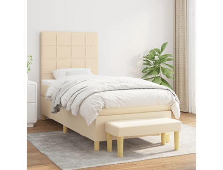 vidaXL Cama con somier y colchón 90x190 cm tela color crema