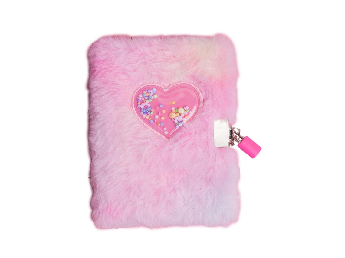 Diario secreto para niñas, diario rosa con candado | Diario de peluche en forma de corazón con llave, Vayotoy
