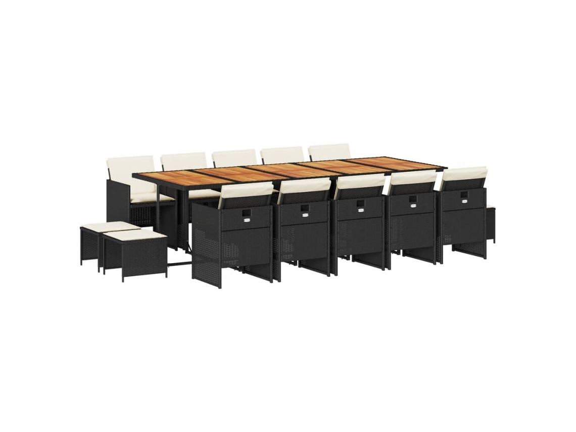 Maison Exclusive - Set Comedor De Jardín Con Cojines 15 Pzas Ratán Sintético Negro